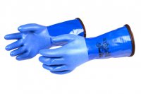 Modr PVC rukavice standard s vlokou