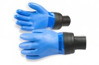 Modré PVC rukavice se zápěstní manžetou typu "lahev", s vložkou